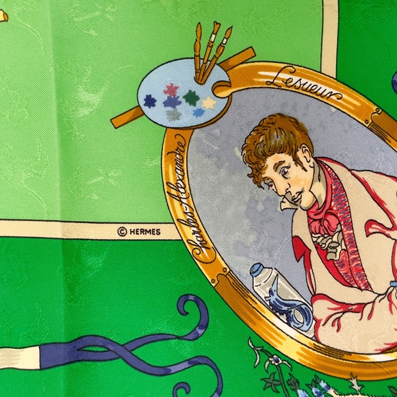 NWT Vintage Hermes Scarf Carré 90 "Le Geographe" in Green - Picture 4 of 10